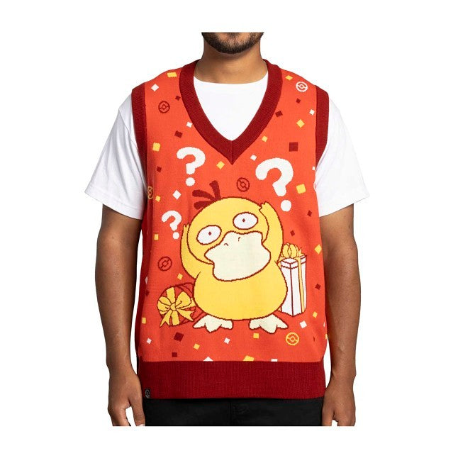 Psyduck Pokémon Holiday Red Sweater Vest - Adult