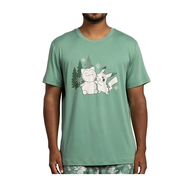 Pikachu Pokémon Holiday Green Sleep Top - Men