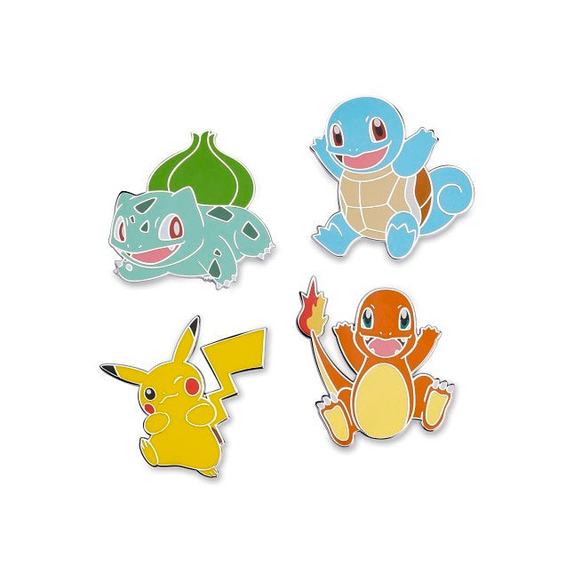 Bulbasaur, Charmander, Squirtle & Pikachu Pokémon Pins (4-Pack)