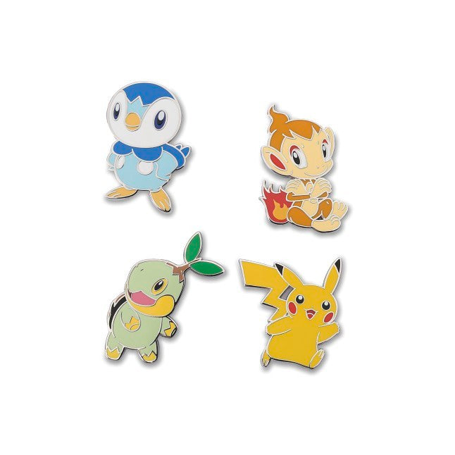 Pikachu, Turtwig, Chimchar & Piplup Pokémon Pins (4-Pack)