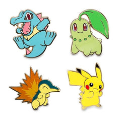 Pikachu, Chikorita, Cyndaquil & Totodile Pokémon Pins (4-Pack)