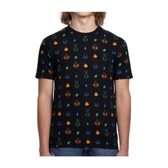 Sinnoh First Partners Black Allover-Print Relaxed Fit Crew Neck T-Shirt - Adult