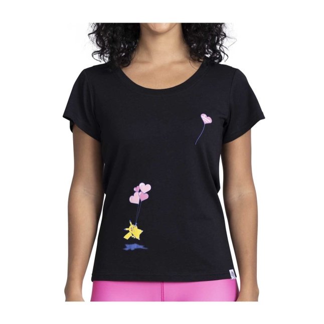 Pikachu & Sylveon Balloon Bouquet Black Crew Neck T-Shirt - Women