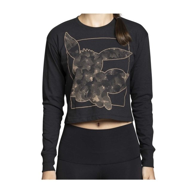 Eevee Pokémon Nature: Fall Black Heavyweight Crop Long-Sleeve Shirt - Women