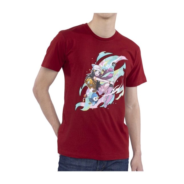 Dawn Pokémon Trainers Dark Red Relaxed Fit Crew Neck T-Shirt - Adult
