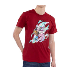Dawn Pokémon Trainers Dark Red Relaxed Fit Crew Neck T-Shirt - Adult