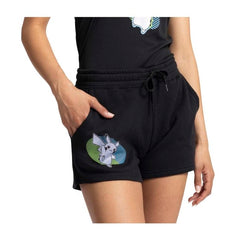 Pikachu Neon Pokémon Active Black, Green & Blue Garment Washed Shorts - Women