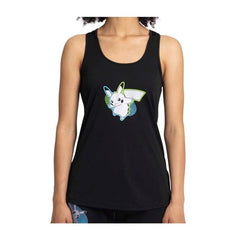 Pikachu Neon Pokémon Active Black, Green & Blue Performance Tank Top - Women