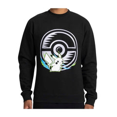 Pikachu Neon & Poké Ball Pokémon Active Black, Green & Blue Midweight Crew Neck Sweatshirt - Adult