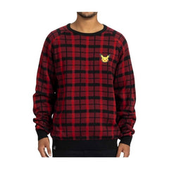 Pikachu Red & Black Plaid Knit Sweater - Adult