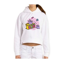 Ditto Pokémon Lazy Summer White Crop Hoodie - Women