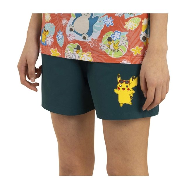 Pikachu Pokémon Tropical Teal Shorts - Women