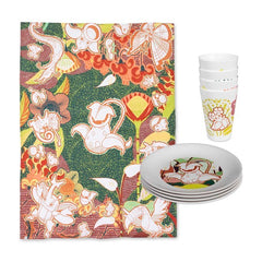 Floral Forest Pokémon Outdoor Dining Plates, Cups & Tablecloth Bundle