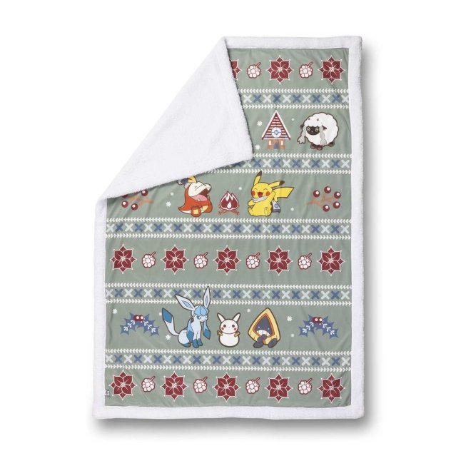Pikachu, Fuecoco & Friends Pokémon Holiday Green Throw Blanket