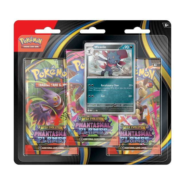 Pokémon TCG: Mega Evolution-Phantasmal Flames 3 Booster Packs & Weavile Promo Card