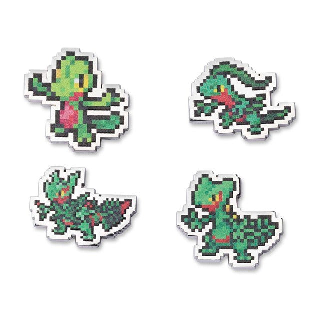 Treecko, Grovyle, Sceptile & Mega Sceptile Pokémon Pixel Pins (4-Pack)