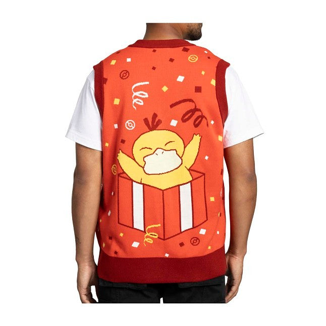 Psyduck Pokémon Holiday Red Sweater Vest - Adult