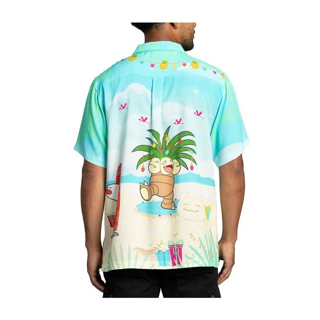 Pokémon Holiday Blue Relaxed Button-Up Shirt - Adult