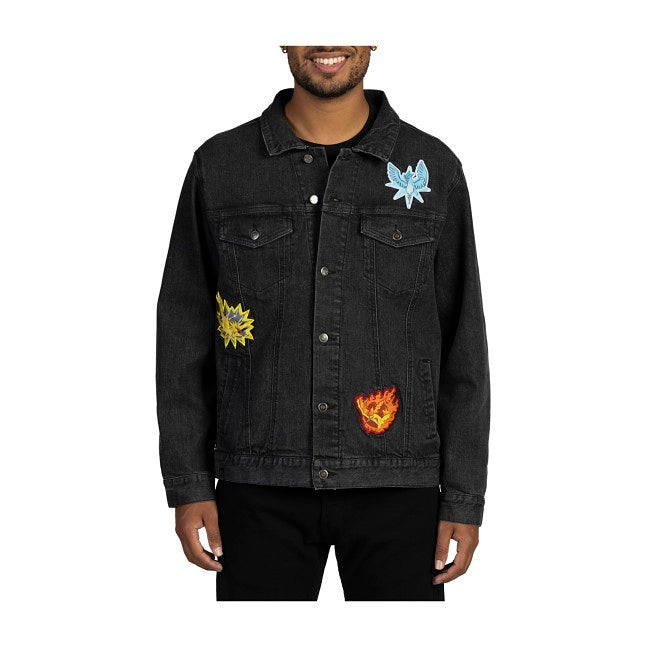 Articuno, Zapdos & Moltres Black Denim Jacket - Adult