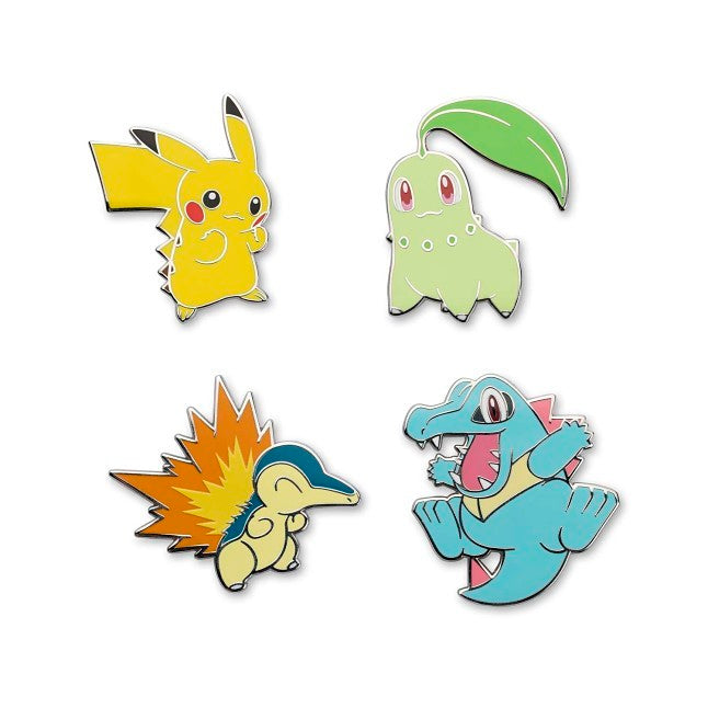 Pikachu, Chikorita, Cyndaquil & Totodile Pokémon Pins (4-Pack)