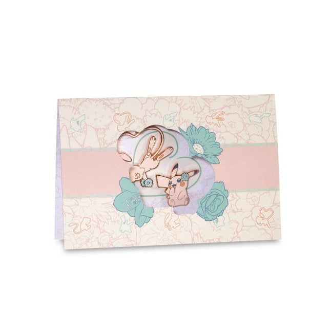 Pikachu & Mew Admiration Yellow Pokémon Pins & Greeting Card