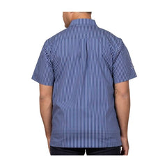 Pikachu Racing Pinstripes Blue Short-Sleeve Button-Up Shirt - Adult