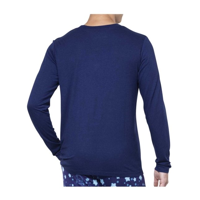 Pikachu Blue Relaxed Fit Crew Neck Long-Sleeve T-Shirt - Men