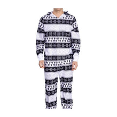 Snom Holiday Snowflake Hooded One-Piece Pajamas - Adult