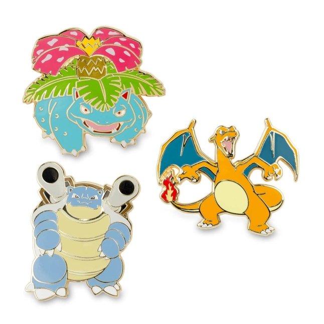Venusaur, Charizard & Blastoise Pokémon Pins (3-Pack)
