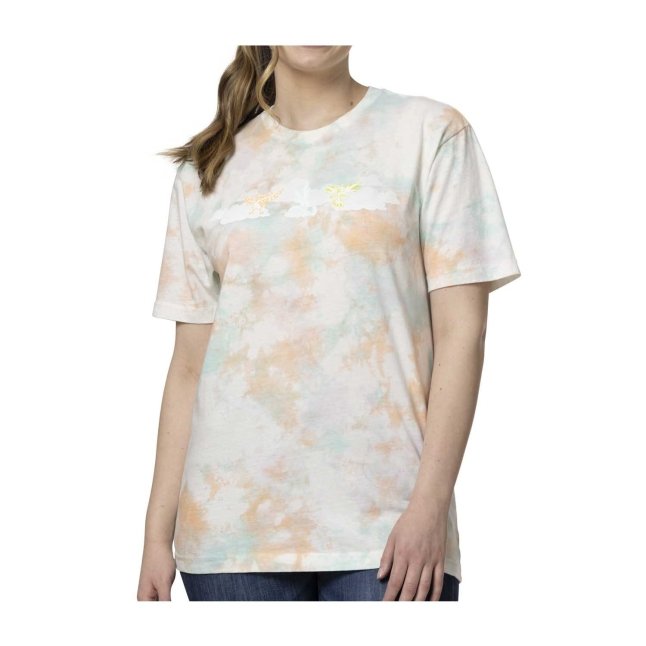 Articuno, Zapdos & Moltres Pokémon Take Flight Pink, Yellow & Blue Tie-Dye Relaxed Fit Crew Neck T-Shirt - Adult
