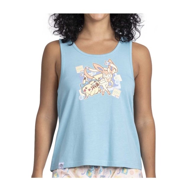 Pikachu & Sylveon Friendship Light Blue Tank Top - Women