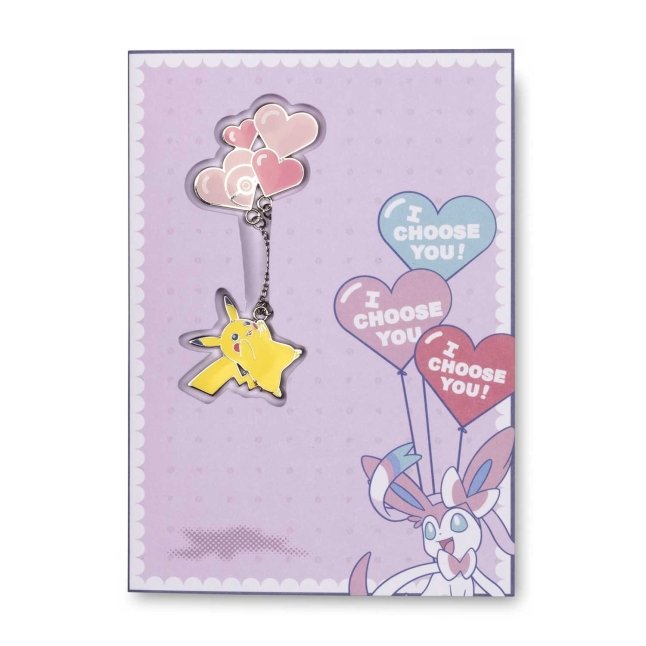Pikachu & Sylveon Balloon Bouquet Pokémon Pin & Greeting Card