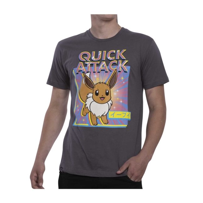 Eevee Pokémon Greatest Hits Gray Relaxed Fit Crew Neck T-Shirt - Adult
