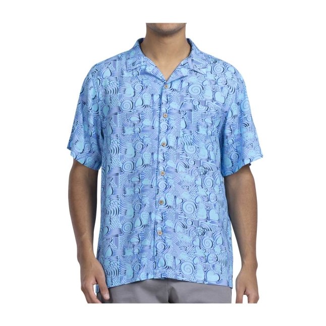 Pokémon Tropical Slowpoke, Shellder & Ditto Spirals Light Blue Tropical Shirt - Men