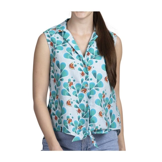 Pokémon Tropical Magikarp Light Blue Sleeveless Tropical Shirt - Women