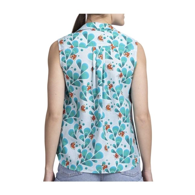 Pokémon Tropical Magikarp Light Blue Sleeveless Tropical Shirt - Women