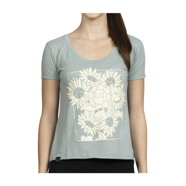 Pikachu & Sunflora Pokémon Nature: Spring Green Scoop Neck Festival T-Shirt - Women