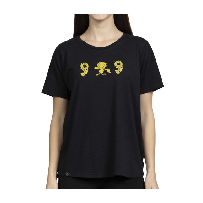 Pikachu & Sunflora Pokémon Nature: Spring Black Crew Neck T-Shirt - Women