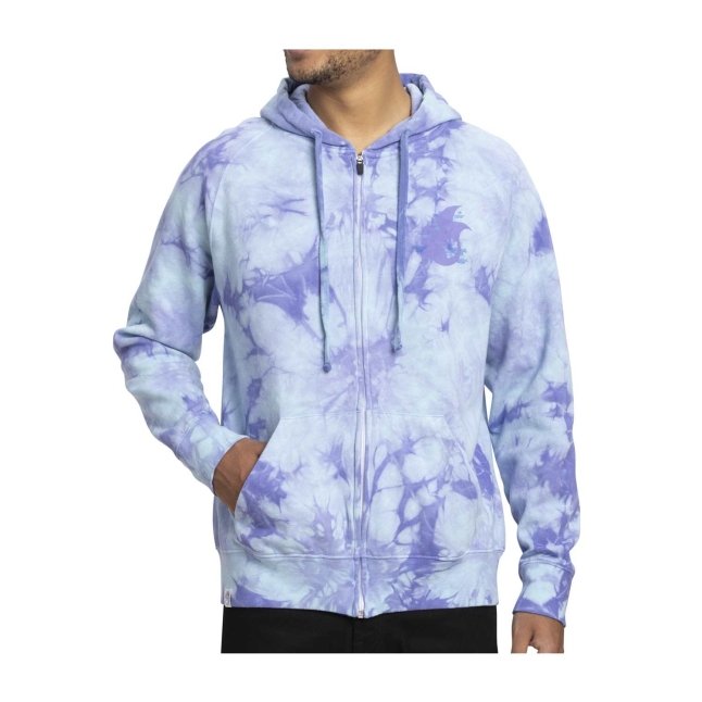 Charmander, Charmeleon & Charizard Pokémon Take Flight Blue Tie-Dye Zip-Up Hoodie - Adult