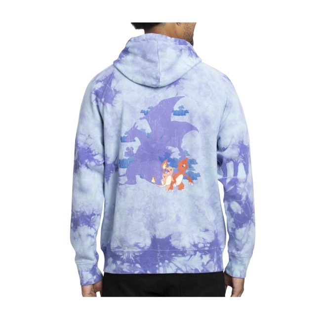 Charmander, Charmeleon & Charizard Pokémon Take Flight Blue Tie-Dye Zip-Up Hoodie - Adult