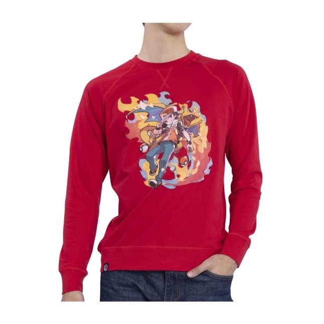 Red Pokémon Trainers Red French Terry Crew Neck Sweatshirt - Adult