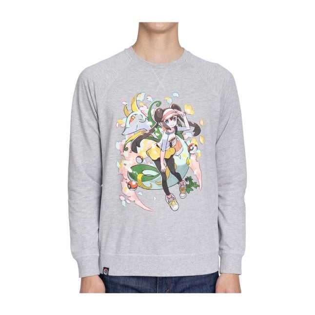 Rosa Pokémon Trainers Heather Gray French Terry Crew Neck Sweatshirt - Adult