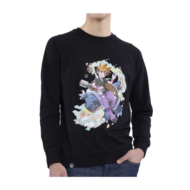 Blue Pokémon Trainers Black French Terry Crew Neck Sweatshirt - Adult