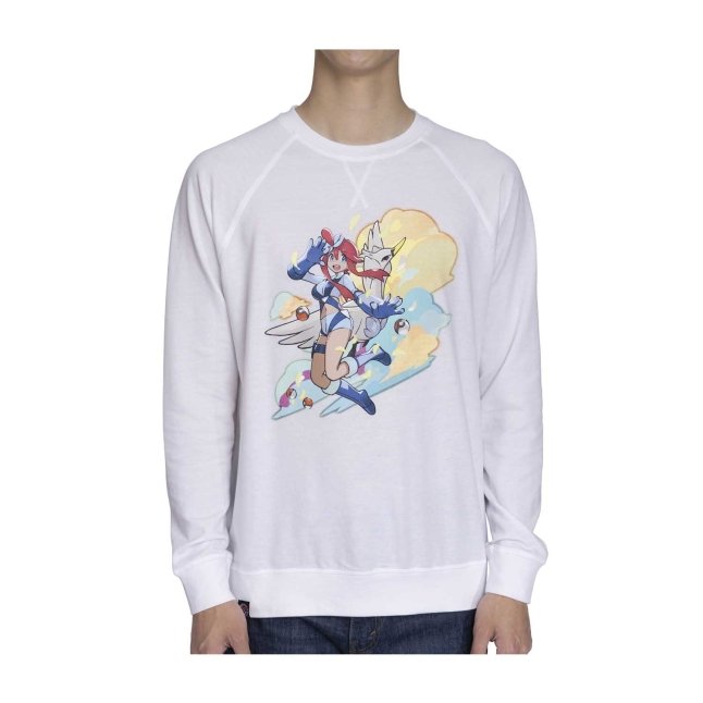 Skyla Pokémon Trainers White French Terry Crew Neck Sweatshirt - Adult