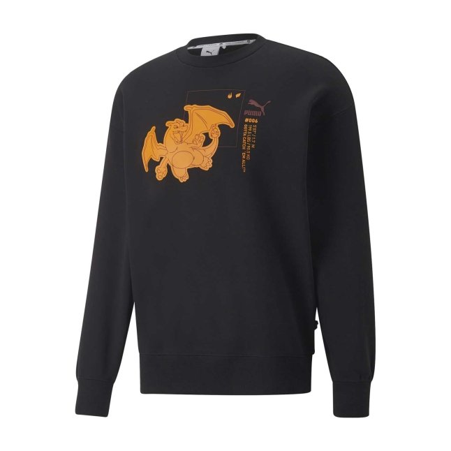 PUMA × Pokémon: Charizard Puma Black Fleece Relaxed Fit Crew Neck Sweatshirt - Adult