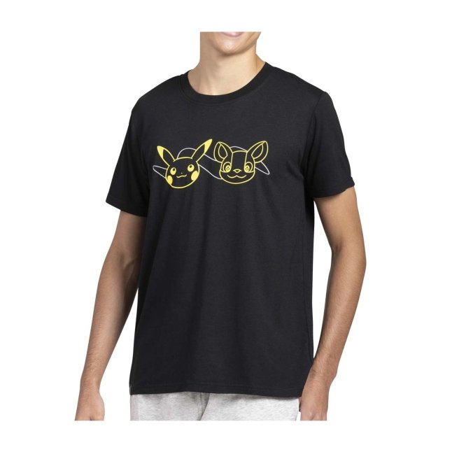 Pikachu & Yamper Electric Pals Black Relaxed Fit Crew Neck T-Shirt - Men