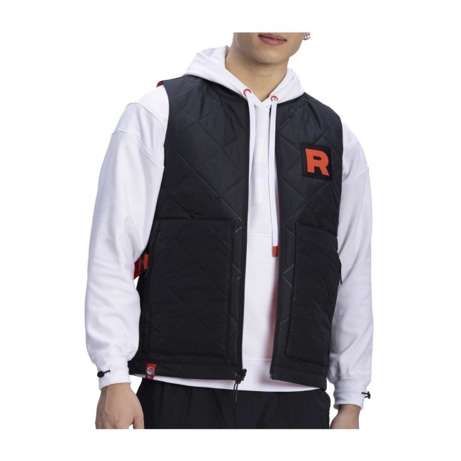 Team Rocket HQ Collection Black & Red Reversible Quilted Utility Vest - Adult