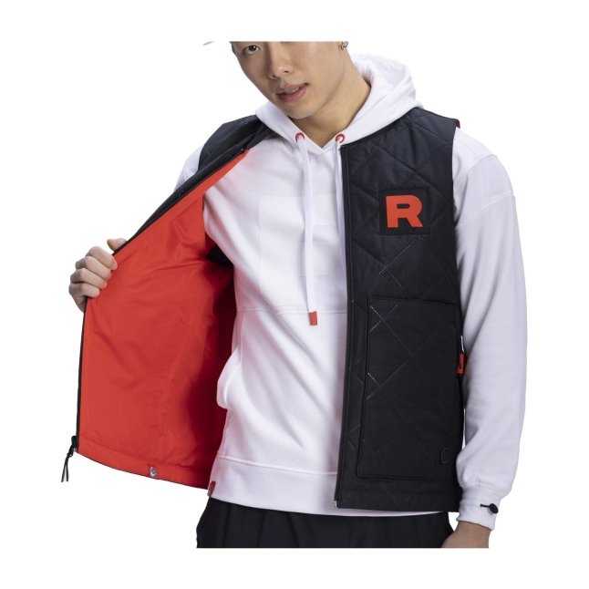 Team Rocket HQ Collection Black & Red Reversible Quilted Utility Vest - Adult