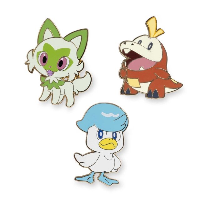 Sprigatito, Fuecoco & Quaxly Pokémon Pins (3-Pack)