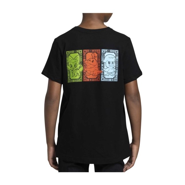 Sprigatito, Fuecoco & Quaxly Black Relaxed Fit Crew Neck T-Shirt - Youth